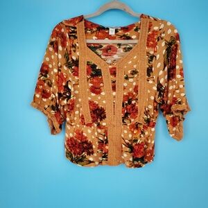 Vintage America Blouse Size Small Short Sleeve